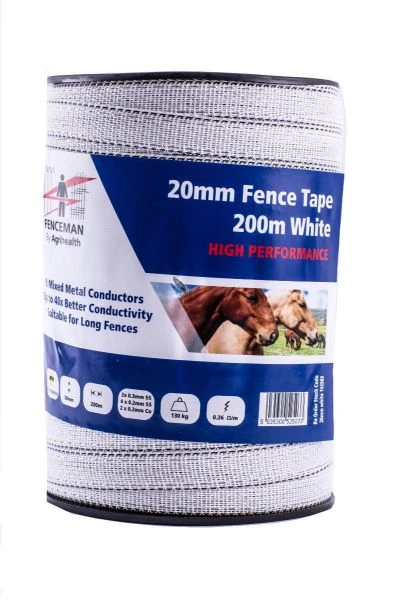 Fenceman Fence Tape High Performance White 20mm X 200m 3 Fenceman Fence Tape High Performance White 20mm X 200m