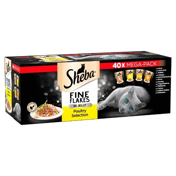 Sheba Fine Flakes Poultry In Jelly 40x85g 3 Sheba Fine Flakes Poultry In Jelly 40x85g