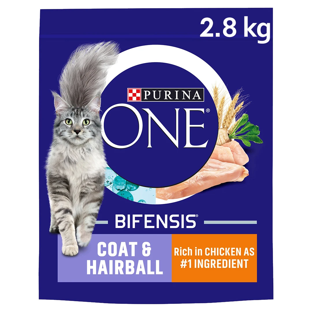 Purina ONE Adult Coat & Hairball Chicken & Whole Grains Dry Cat Food 2.8kg 3 Purina ONE Adult Coat & Hairball Chicken & Whole Grains Dry Cat Food 2.8kg